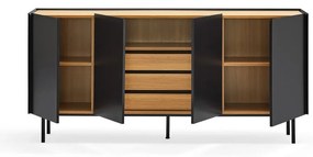 Czarna niska komoda w dekorze dębu 165x78 cm Arista – Teulat