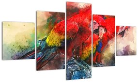 Obraz czerwonych papug Ara (125x70 cm)