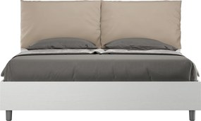 Łóżko bez stelaża 160x200 Frassino biała poduszkami sztucznej skóry szaro-beżowy Egos Antea