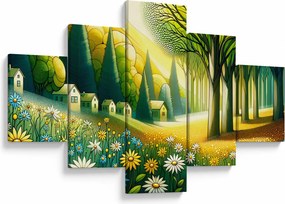 Obraz - Wieś w żółto-zielonym (125x70 cm)