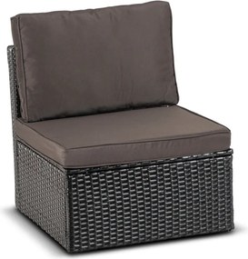 Zestaw Mebli Ogrodowych CALIENTE Modułowy Sofa 2x Fotel Stolik Tarasowy Czarny/Brązowy Technorattan Nowoczesny