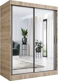 Szafa przesuwna z lustrem 150 cm dąb sonoma + antracyt R4-G35