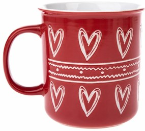 Świąteczny kubek ceramiczny Christmas heart II czerwony, 710 ml