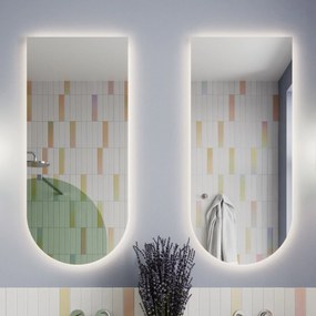 Lustro półowalne bez ramy oszlifowane obracalne z podświetleniem ARCH LED | Różne rozmiary | Różne kolory szkła : Kolor tafli szkła - Grafit, Rozmiar - 50 x 100 cm