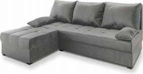 PROMOCJA Jasnoszara rozkładana narożna sofa ZENA, dwustronna II. jakość