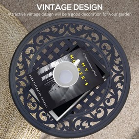 Outsunny Stolik boczny ogrodowy z aluminiową ramą, stolik tarasowy do 50 kg, czarny, 60 x 60 x 53 cm