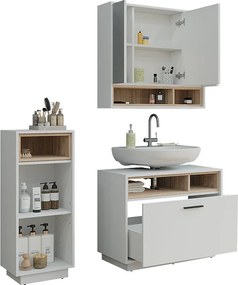 Zestaw mebli łazienkowych biały/sonoma 80x35x64 beatrice