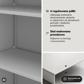 Szafa na akta kartotekowa na klucz szaro-niebieska, 450x1850x400 mm: ALEX