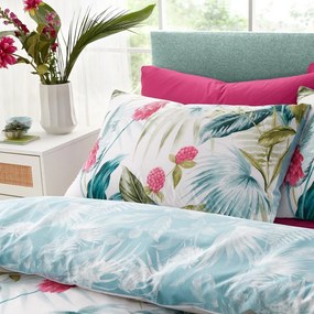 Zielono-niebieska pościel dwuosobowa 230x220 cm Aruba Tropical Floral – Catherine Lansfield