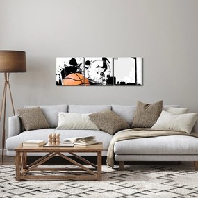 Obraz - Koszykarz (z zegarem) (90x30 cm)