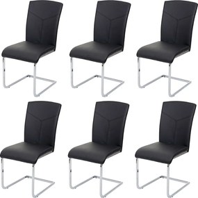Krzesło do jadalni MCW-F36 (zestaw 6 sztuk),  imitacja skóry, czarne