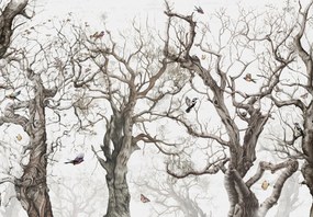 Fototapeta - Ptaki na drzewach (196x136 cm)