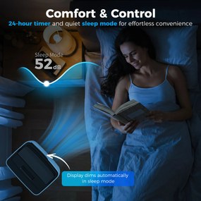 HOMCOM Klimatyzator przenośny 12 000 BTU, funkcje chłodzenia, osuszania, wentylatora, tryb nocny, sterowanie głosowe WiFi | Aosom PL