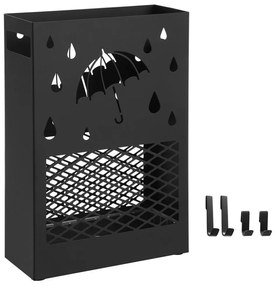 SongmicsHome Metalowy stojak na parasole RAIN, 28x12x41cm, czarny