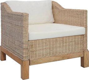 Rattanowy fotel z poduszkami na drewnianej ramie S8-A70
