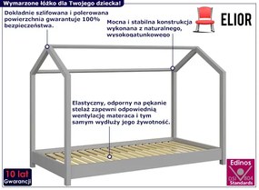 Szare łóżko domek z drewna sosnowego 90x200 - Olaf