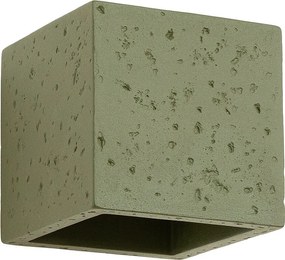 Lampa ścienna industrialny Quad, beton - 1 źródło - L.10 x H.10 cm - zielony oliwkowy