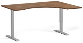 Ergonomiczne biurko z regulacją wysokości, 160x120 cm, 1 silnik, L/P, szara podstawa, orzech