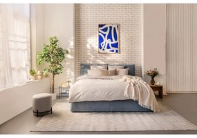 Niebieskie tapicerowane łóżko dwuosobowe ze schowkiem z materacem i stelażem 180x200 cm Thessa Pillow – Bonami Selection