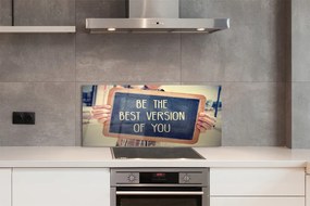 Szklany Panel Drewniana Tabliczka z Napisem