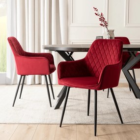 Krzesło Tapicerowane do Jadalni BRESSO Bordowe Welurowe Nowoczesne Loft