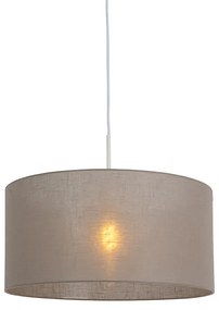 Rustykalna lampa wisząca biała z abażurem w kolorze taupe 50 cm - Combi 1 Nowoczesny Oswietlenie wewnetrzne
