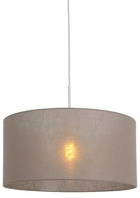 Lampa wisząca biała klosz szarobrązowy 50cm - Combi Nowoczesny Oswietlenie wewnetrzne