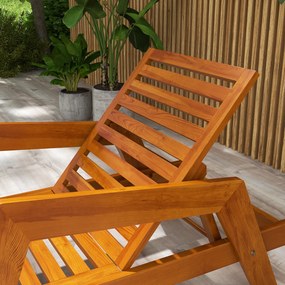 Outsunny Leżak słoneczny Leżak ogrodowy Drewniany, Drewno sosnowe, 66 cm x 190 cm x 73,5 cm, Pomarańczowy