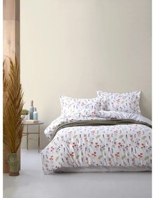 Biała pościel jednoosobowa z bawełny renforcé 140x200 cm Floral Dance Autumn – Mila Home Luxury