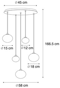 Nowoczesna lampa wisząca czarna z przydymionym szkłem - Jia Nowoczesny Oswietlenie wewnetrzne
