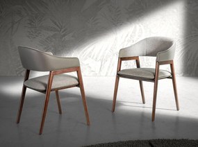 Krzesło z szarej tkaniny i ciemnej ekoskóry norek 4091 ANGEL CERDA