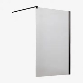 Stała Ścianka Prysznicowa Z Hartowanego Szkła 8 Mm I Aluminium Bristol Transparent & Czarny Matowy & 120 X 195 Cm - Sklum
