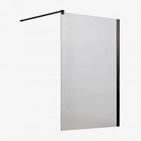 Stała Ścianka Prysznicowa Ze Szkłem Hartowanym 8 Mm I Aluminium Bristol Czarny Matowy & Transparent & 120 X 195 Cm - Sklum