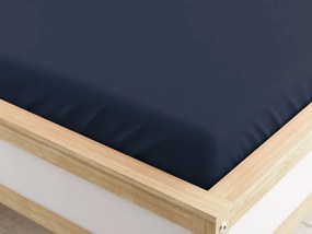 PrzytulneMieszkanie.pl Prześcieradło z mikrofibry z gumką ciemnoniebieskim 90 x 200 cm