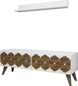 Nowoczesny stolik pod TV – 120 cm – Biały – Płyta wiórowa pokryta melaminą 100%