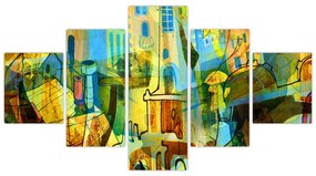 Obraz - Architektura, abstrakcja kubistyczna (125x70 cm)