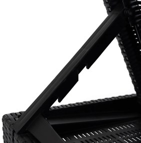 Fotel Ogrodowy Leżak LUIZJANA Technorattan Czarny/Szary