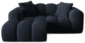 Ciemnoniebieski narożnik z tkaniny szenilowej (lewostronny/z szezlongiem) Treno – Cosmopolitan Design