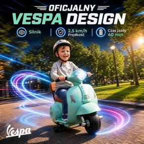 AIYAPLAY Elektryczny motorek dziecięcy Mini Vespa GTS 6V z akumulatorem litowym, ergonomiczne siedzisko i oparcie 1,5-3 lat | Aosom PL