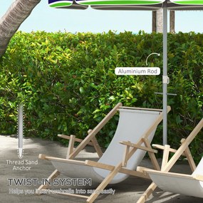 Outsunny Parasol Plażowy Ø178 cm UV40+ Wiatroodporny Stabilny Regulowany z Nachyleniem Wentylacją Torbą Wielokolorowy | Aosom PL