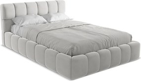 Łóżko 160 x 228 - z weluru - srebrny - NALU