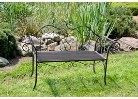 Czarno-ciemnobrązowa metalowa ławka ogrodowa Selene – Garden Pleasure