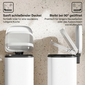HOMCOM 30 L kosz na śmieci kuchenny na pedał z pokrywą, funkcja Soft-Close i utrzymania otwartej pozycji do kuchni, domu | Aosom PL