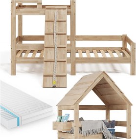 Łóżko domowe naturalne drewno 208x108x235 teddy