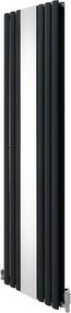 Owalny grzejnik lustrzany i zawory - 1800 mm x 500 mm - antracytowy szary