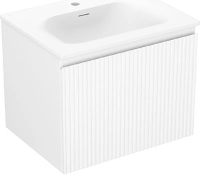 Mexen Rivel szafka łazienkowa 60 cm z umywalką Vela, 1 szuflada, ryflowana , biała mat - 91A20-06047-1-BF01-W23M01