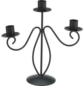 Świecznik trójramienny, metal, 22 cm