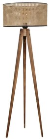 Brązowa lampa stojąca z tekstylnym kloszem (wysokość 153 cm) Tripod – Opviq lights