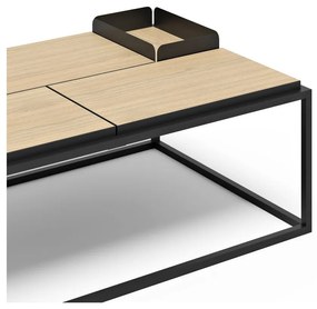 Czarny stolik z blatem w dekorze dębu 75x120 cm Douro – TemaHome