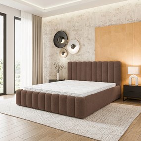 Masseno Łóżko Tapicerowane DINESE z pojemnikiem na pościel 200x200 cm - Brązowy, QUELLE 25